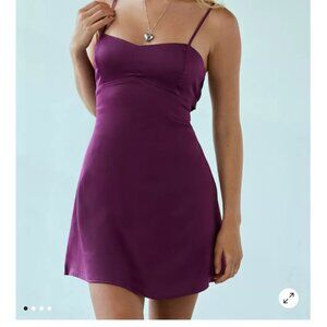 NWT XS Urban Outfitters purple bow back mini dress